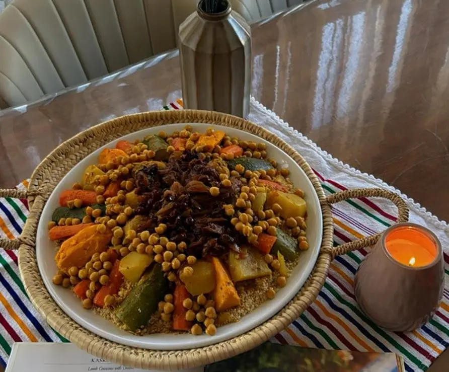 Couscous with meat, vegetables and tfaya Toronto
